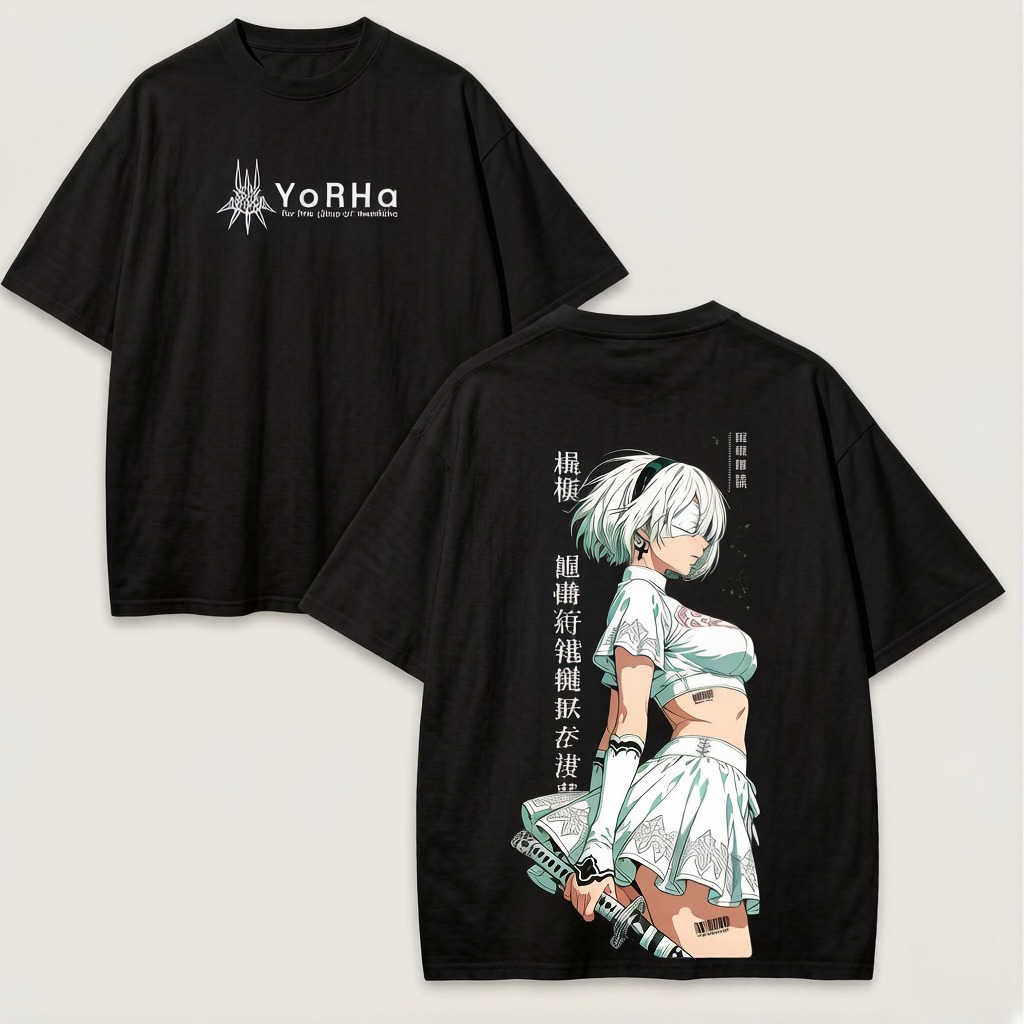 Street Fashion Logo - Летняя футболка оверсайз NieR Automata 2B