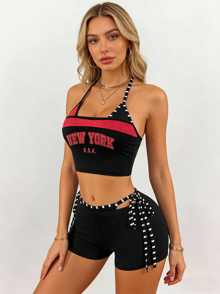 Street Fashion New York 2026 - Новый комплект из 2 предметов: топ-халтер